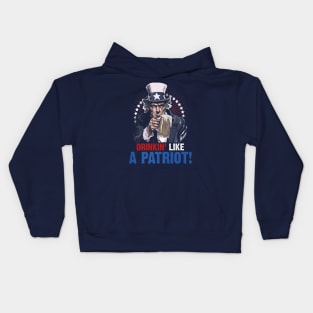 Drinkin Like A Patriot 4th Of July Uncle Sam Kids Hoodie